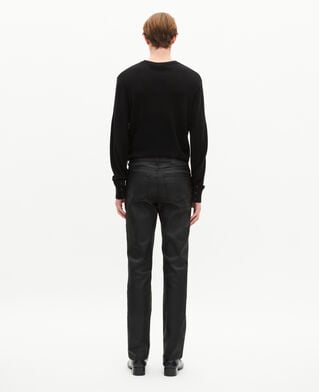 The Kooples HOMME BLACK pantalon slim en cuir noir