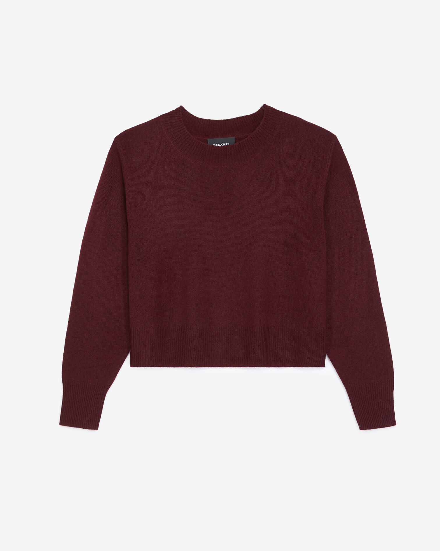 Burgundy cashmere sweater with crew neck, BORDEAUX, hi-res image number null