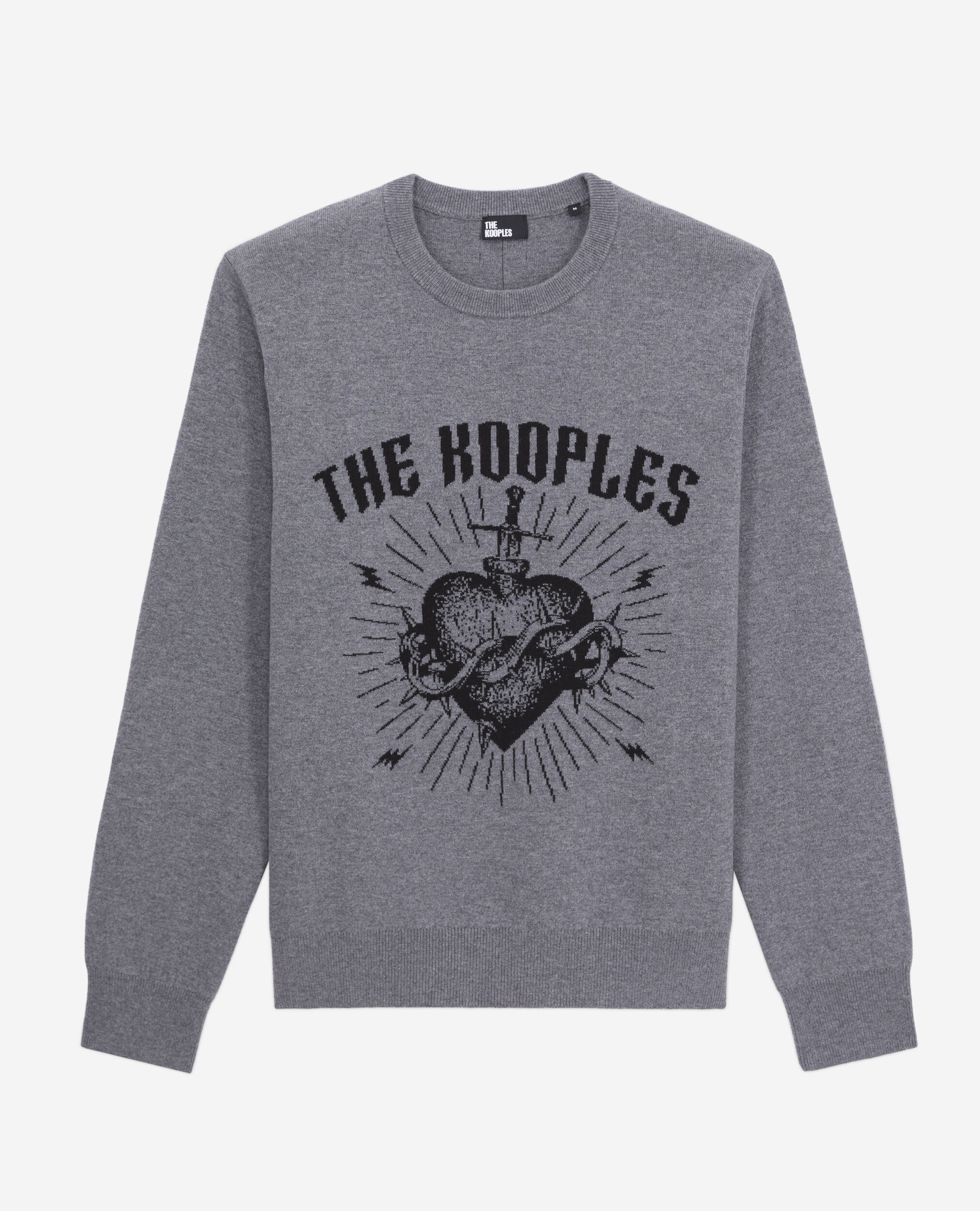 Dagger through heart grey sweater in wool blend, ANTHRACITE / BLACK, hi-res image number null