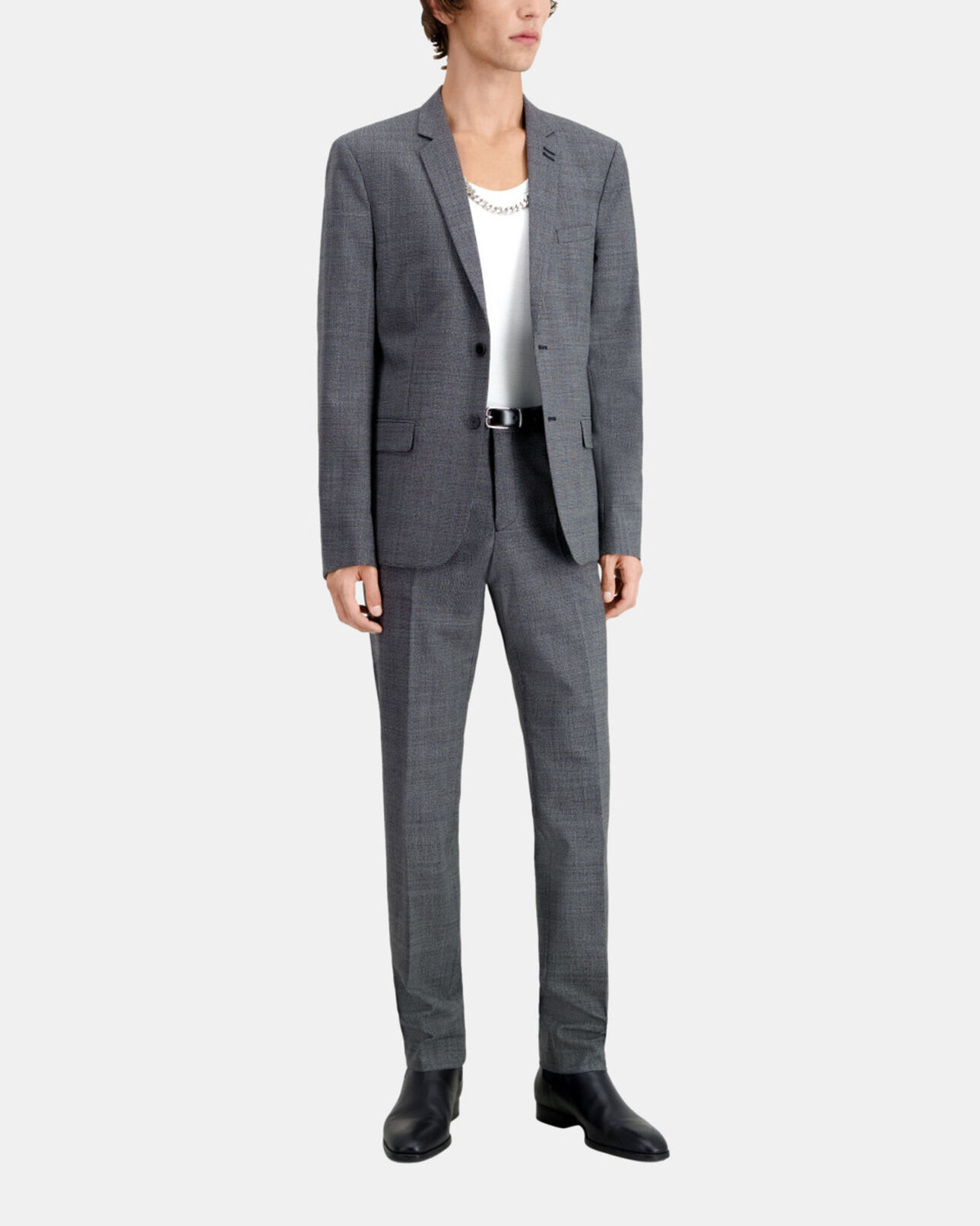 The Kooples HOMME BLACK-ECRU veste de costume noire en laine à micro motifs