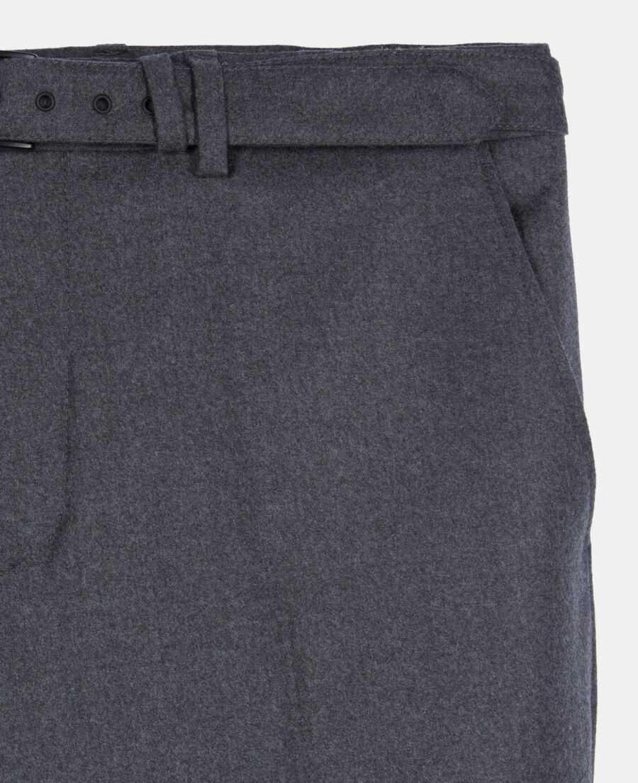 The Kooples H LIGHT GREY MEL/WHITE grey flannel suit trousers
