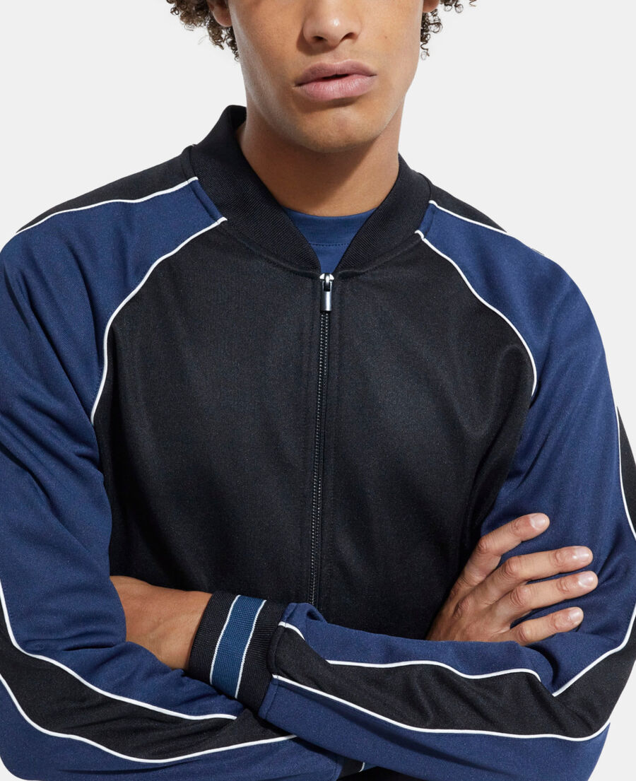 navy blue zipped sweatshirt