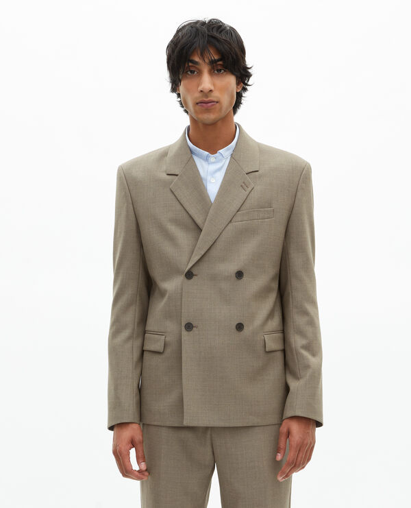 The Kooples HERREN BEIGE MELANGE beigefarbene anzugjacke aus wolle