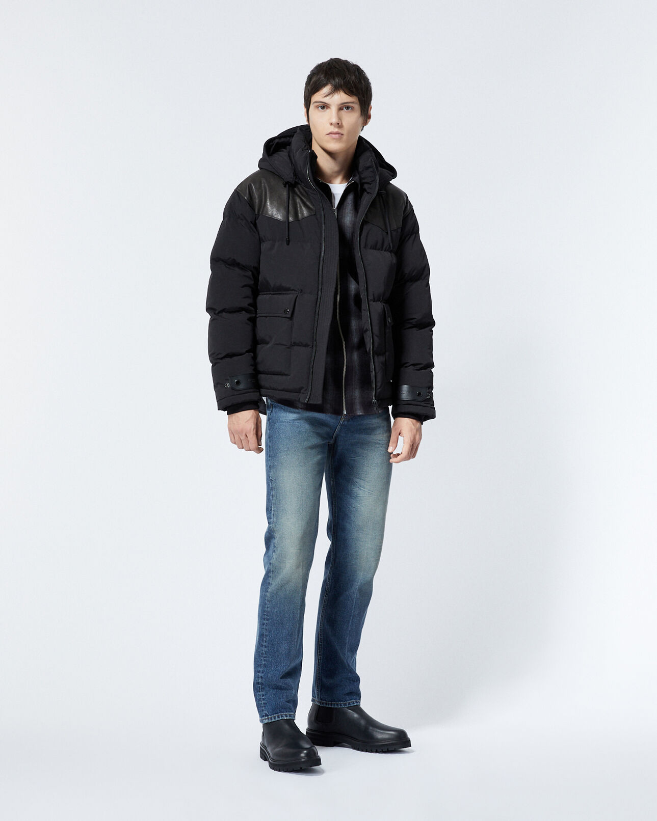 The Kooples HERREN BLACK daunenjacke gesteppt schwarz westerndetail