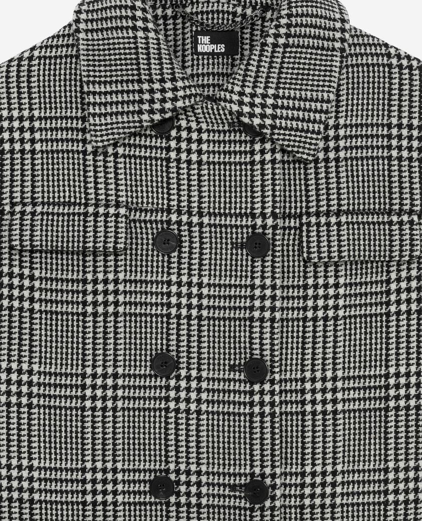 The Kooples FEMME BLACK GREY veste à motif prince de galles noir et blanc