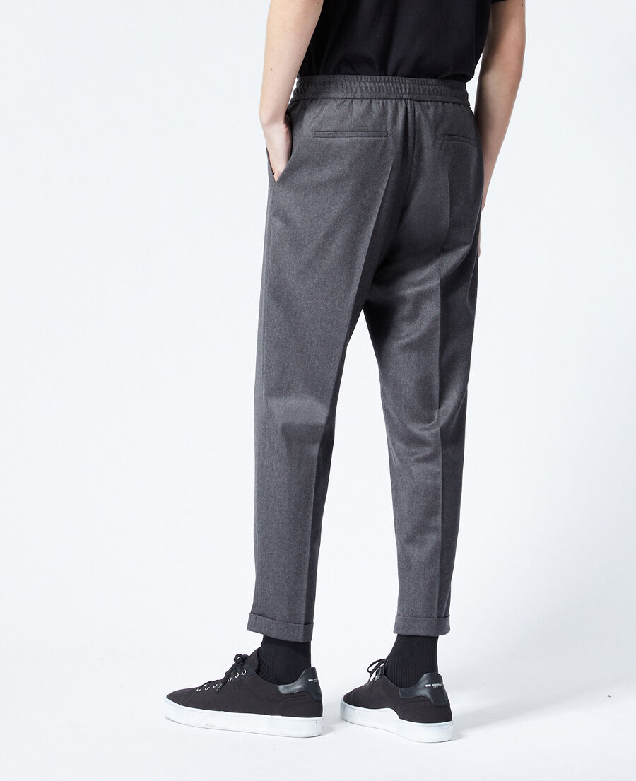 pantalon laine gris à élastique