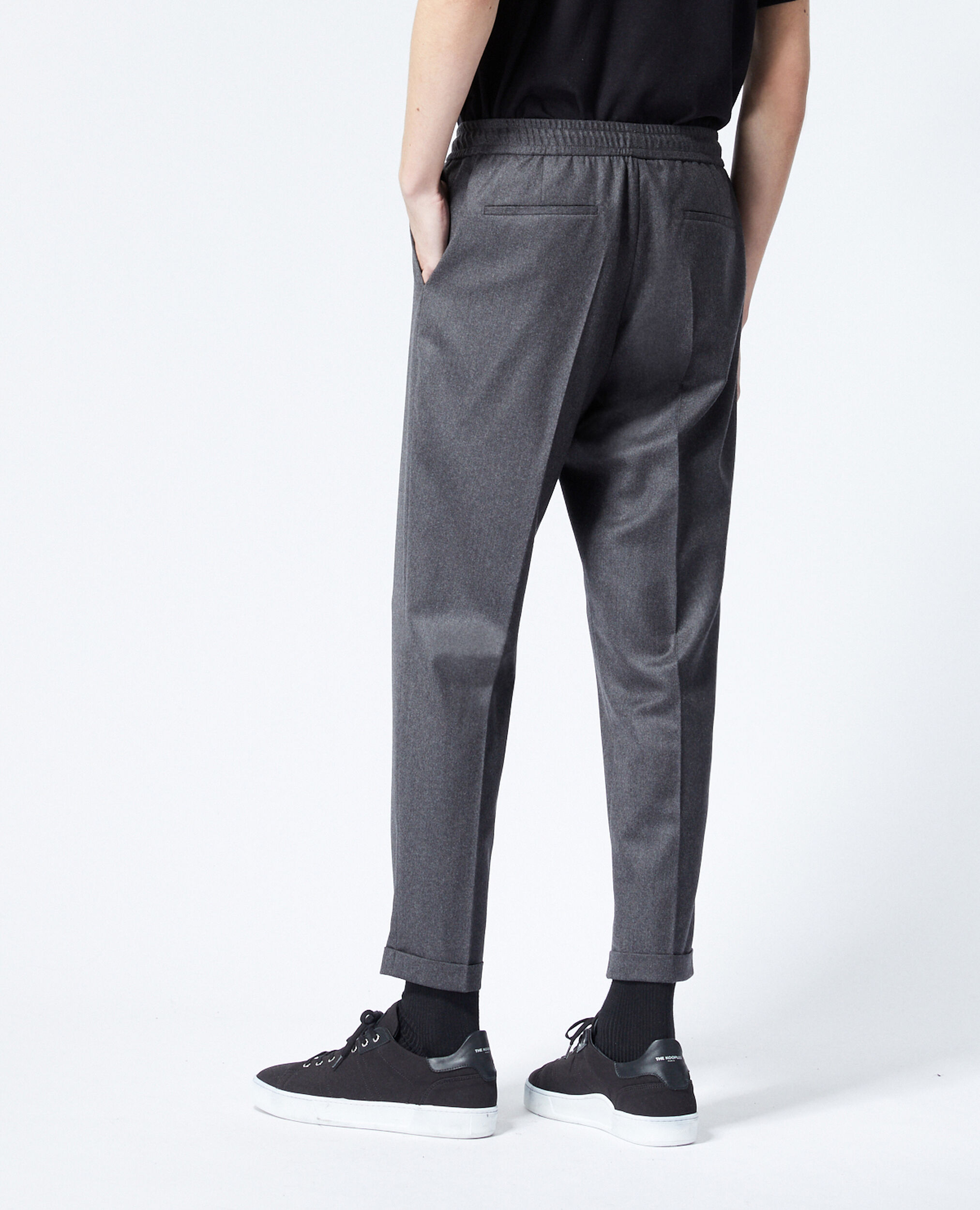 Pantalon laine gris à élastique, DARK GREY, hi-res image number null