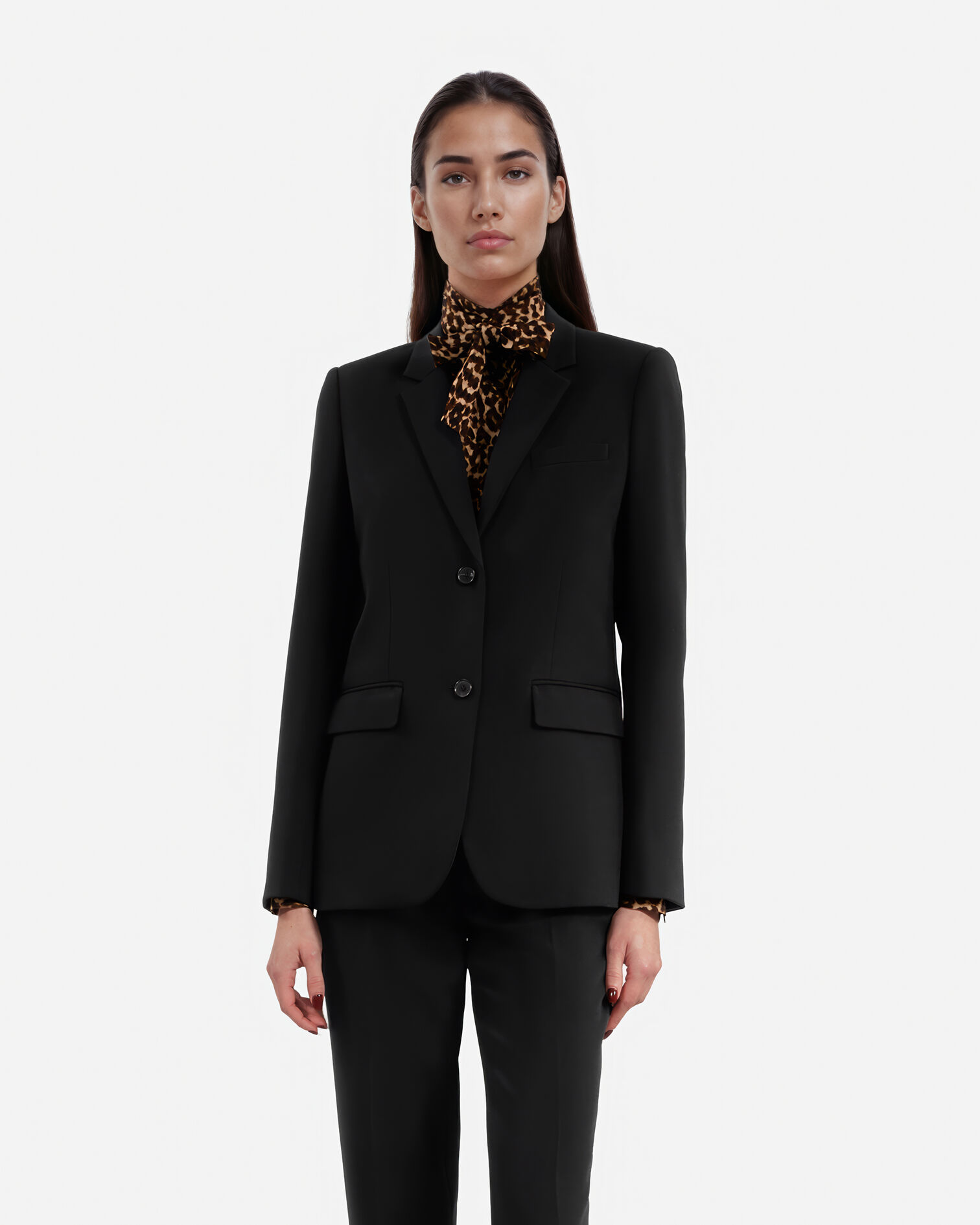 Chaqueta de traje de crepé negra, BLACK, hi-res image number null