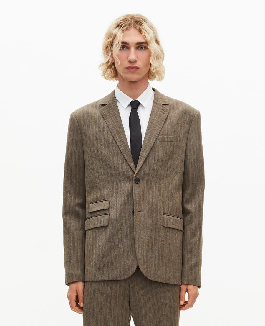 The Kooples HOMME LIGHT BROWN veste de costume à rayures marron
