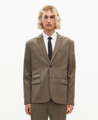 The Kooples HOMME LIGHT BROWN veste de costume à rayures marron