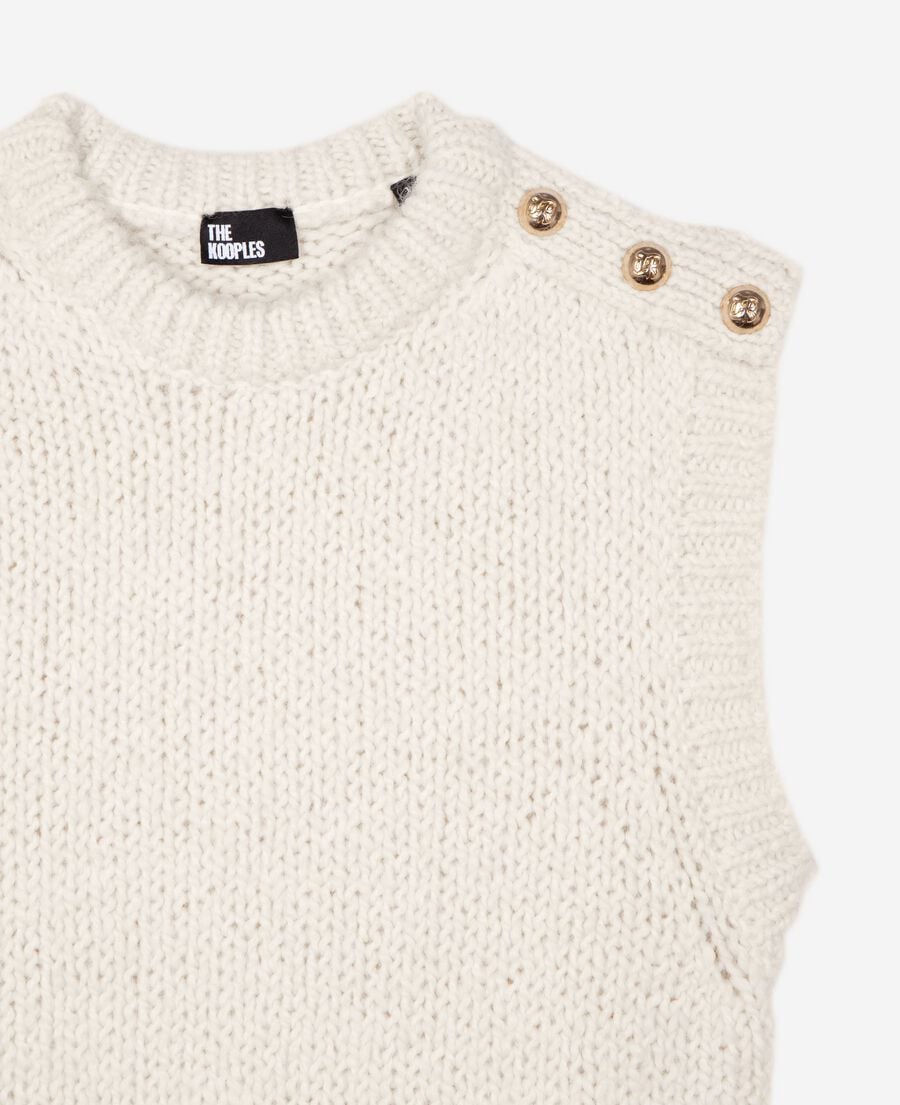 The Kooples DAMEN LIGHT BEIGE &auml;rmelloser pullover aus rohwei&szlig;em wollgemisch