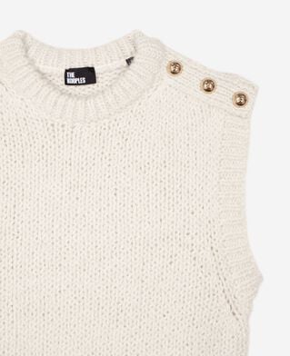 The Kooples DAMEN LIGHT BEIGE &auml;rmelloser pullover aus rohwei&szlig;em wollgemisch