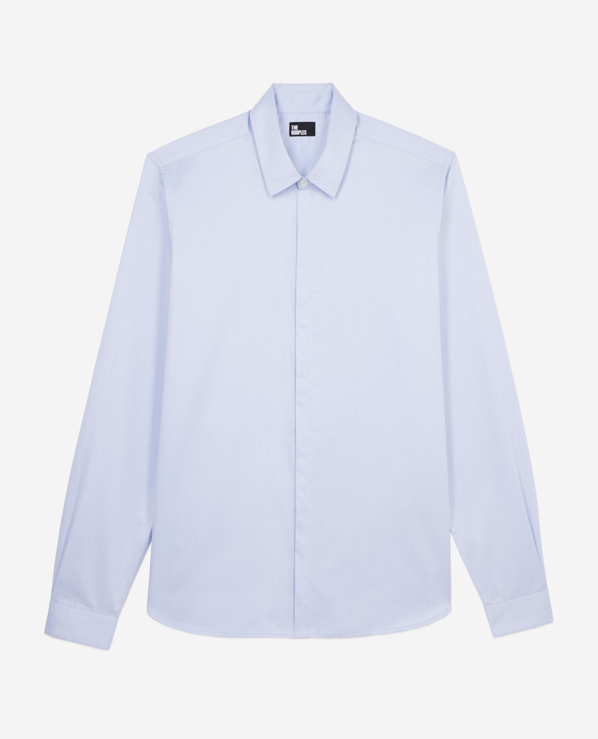 Sky blue cotton shirt with classic collar, LIGHT BLUE, hi-res image number null