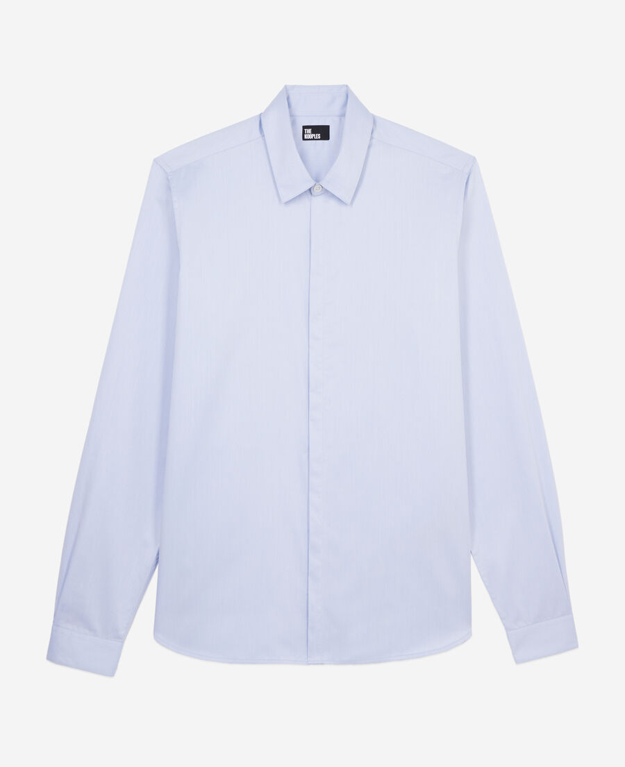 chemise bleu ciel col classique en coton