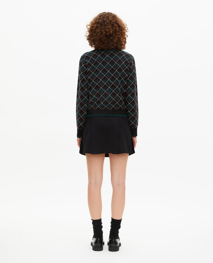 The Kooples WOMEN BLACK DARK GREEN black check cardigan