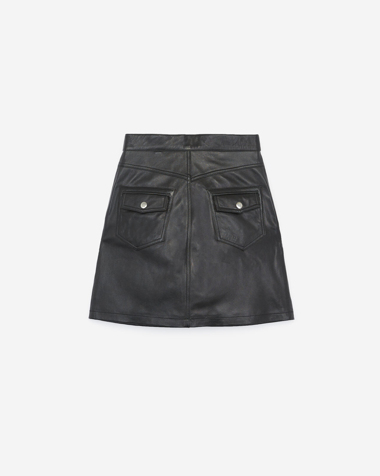 The Kooples FEMME BLACK jupe cuir noir sangles