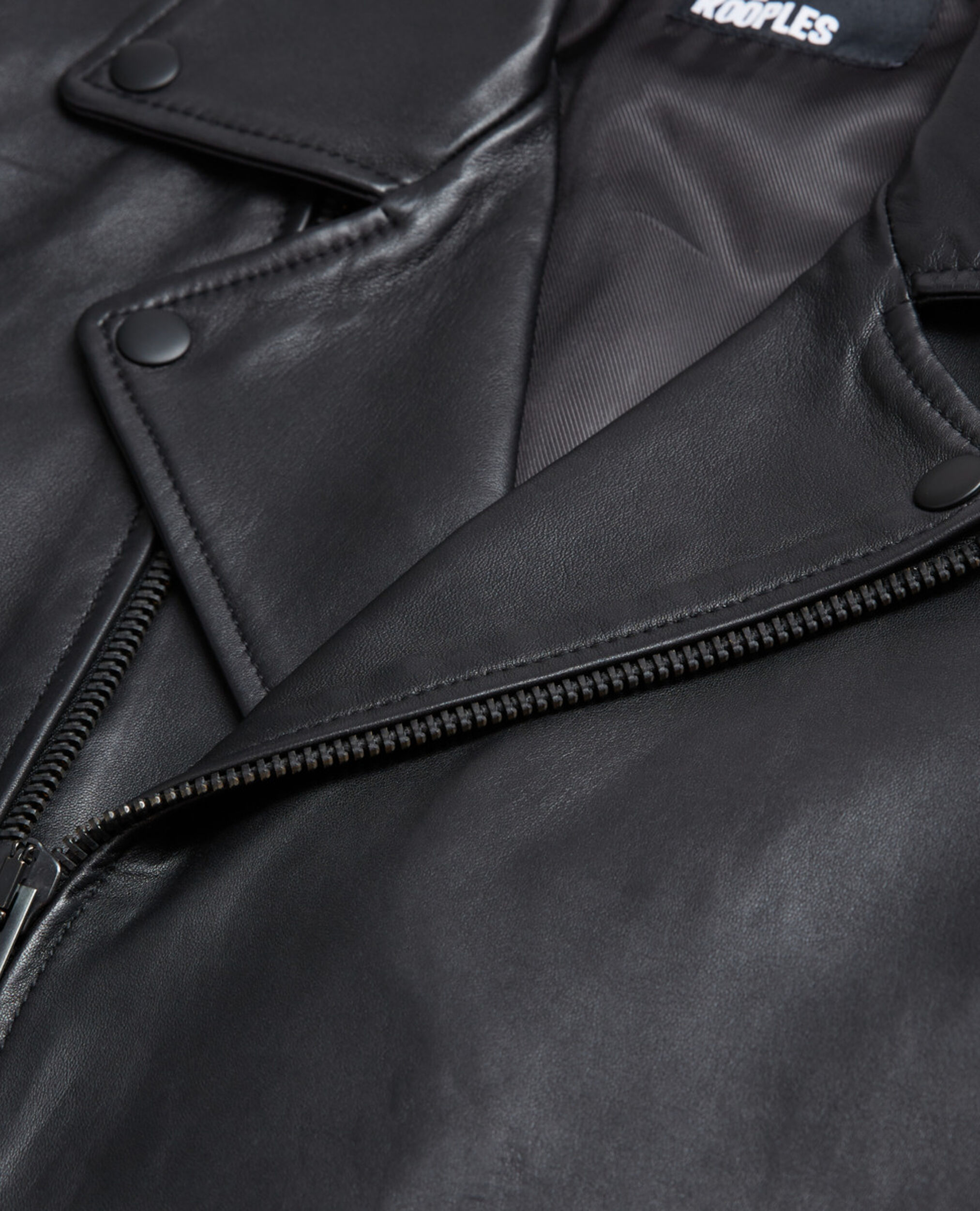 Blouson en cuir noir, BLACK, hi-res image number null
