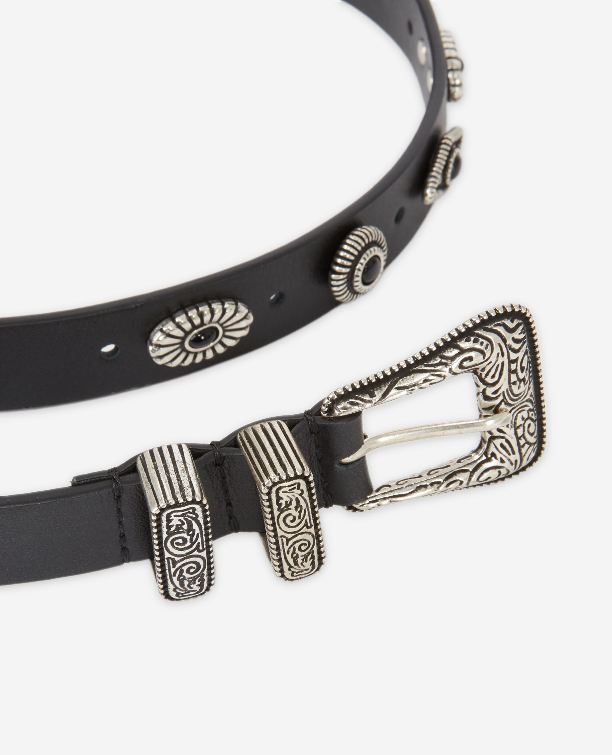 Black leather belt, BLACK, hi-res image number null