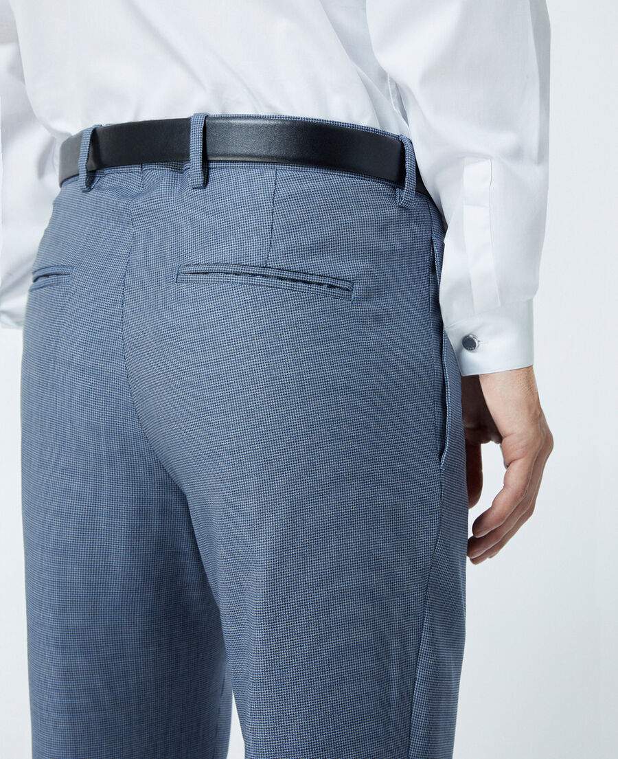 pantalon costume bleu clair à carreaux