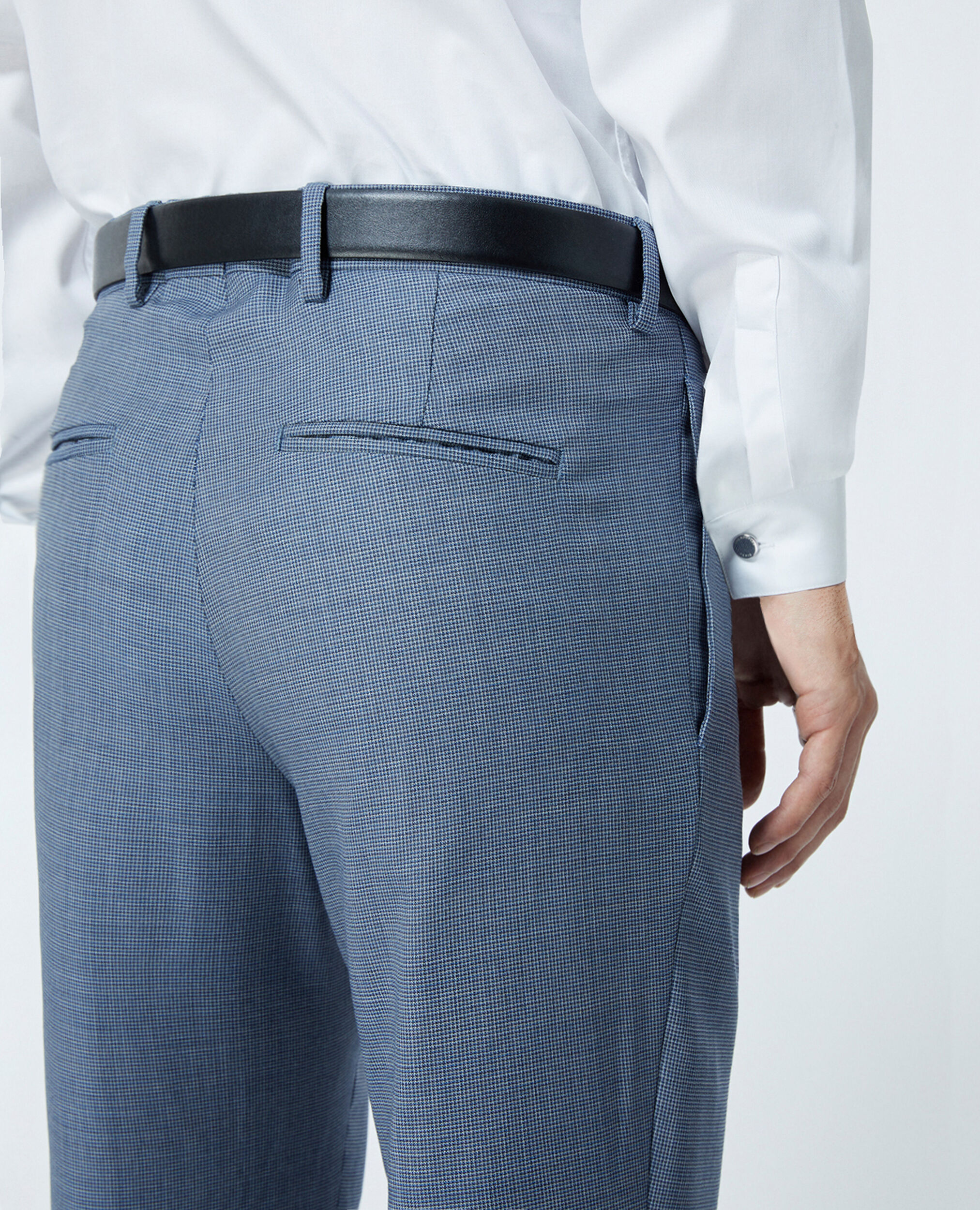 Pantalon costume bleu clair à carreaux, BLUE BLACK, hi-res image number null