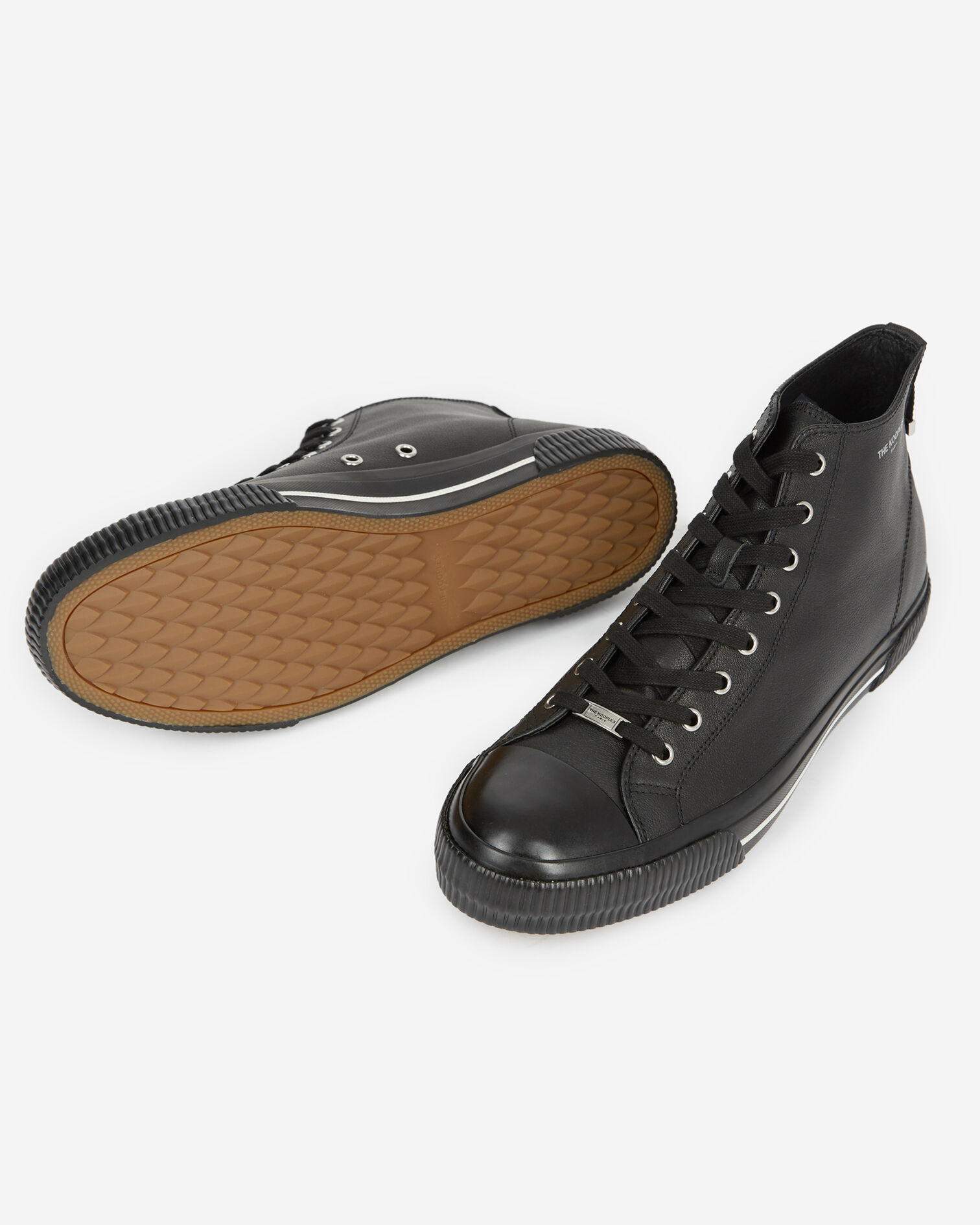 Baskets montantes noires cuir lisse, BLACK, hi-res image number null