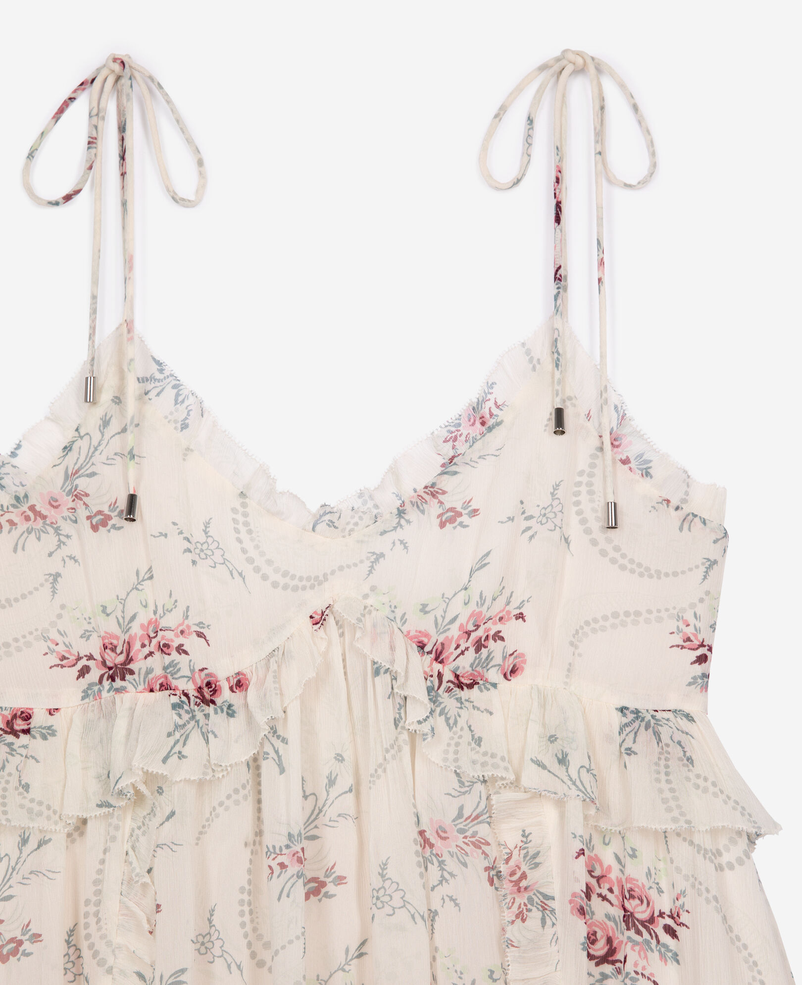 The Kooples WOMEN OFF WHITE / PINK short ecru 'antik flowers' print dress