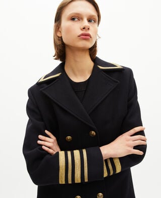 The Kooples DAMEN NAVY marineblauer offiziers-peacoat aus wolle
