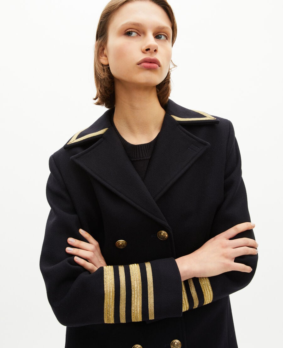 The Kooples DAMEN NAVY marineblauer offiziers-peacoat aus wolle