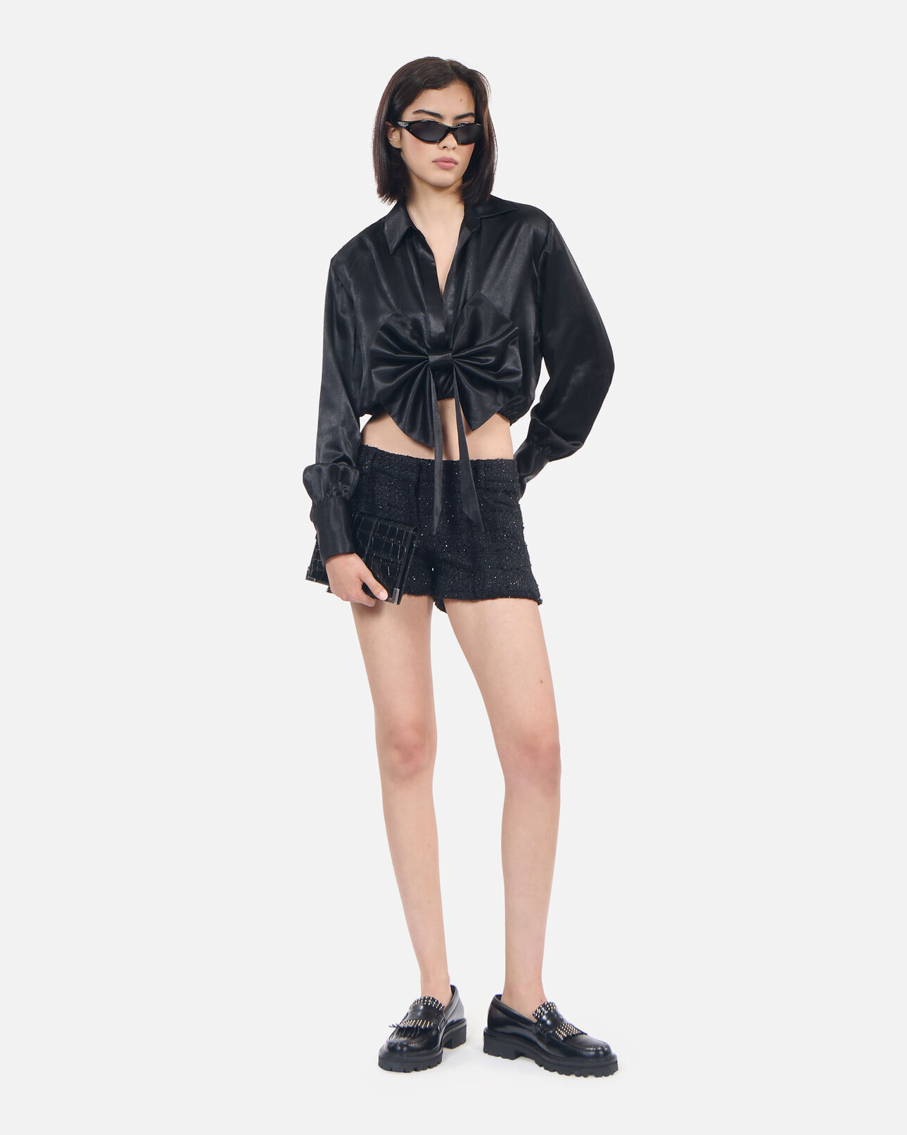 The Kooples FEMME BLACK top à nœud noir
