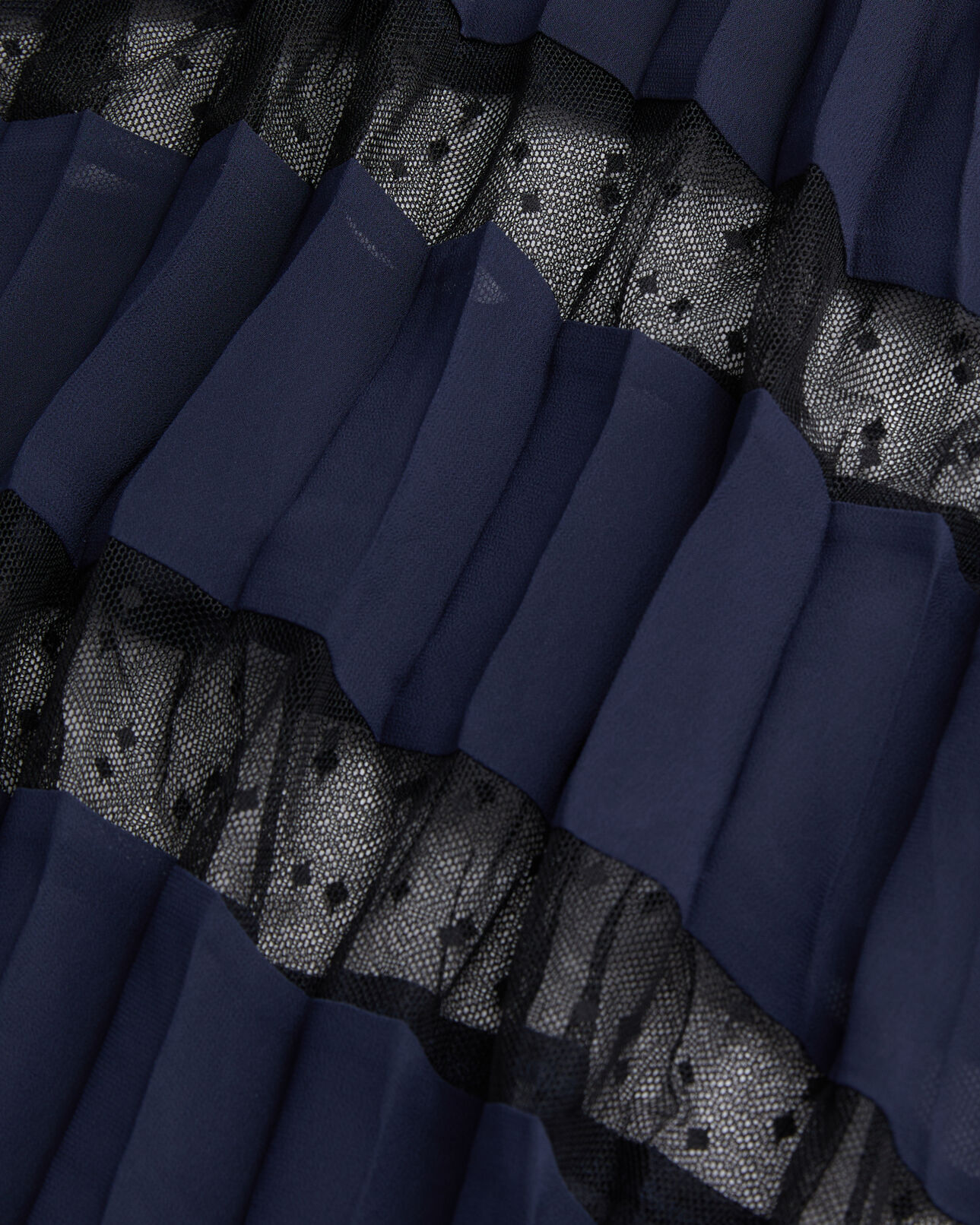 The Kooples DAMEN NAVY langes marineblaues kleid mit plissierung