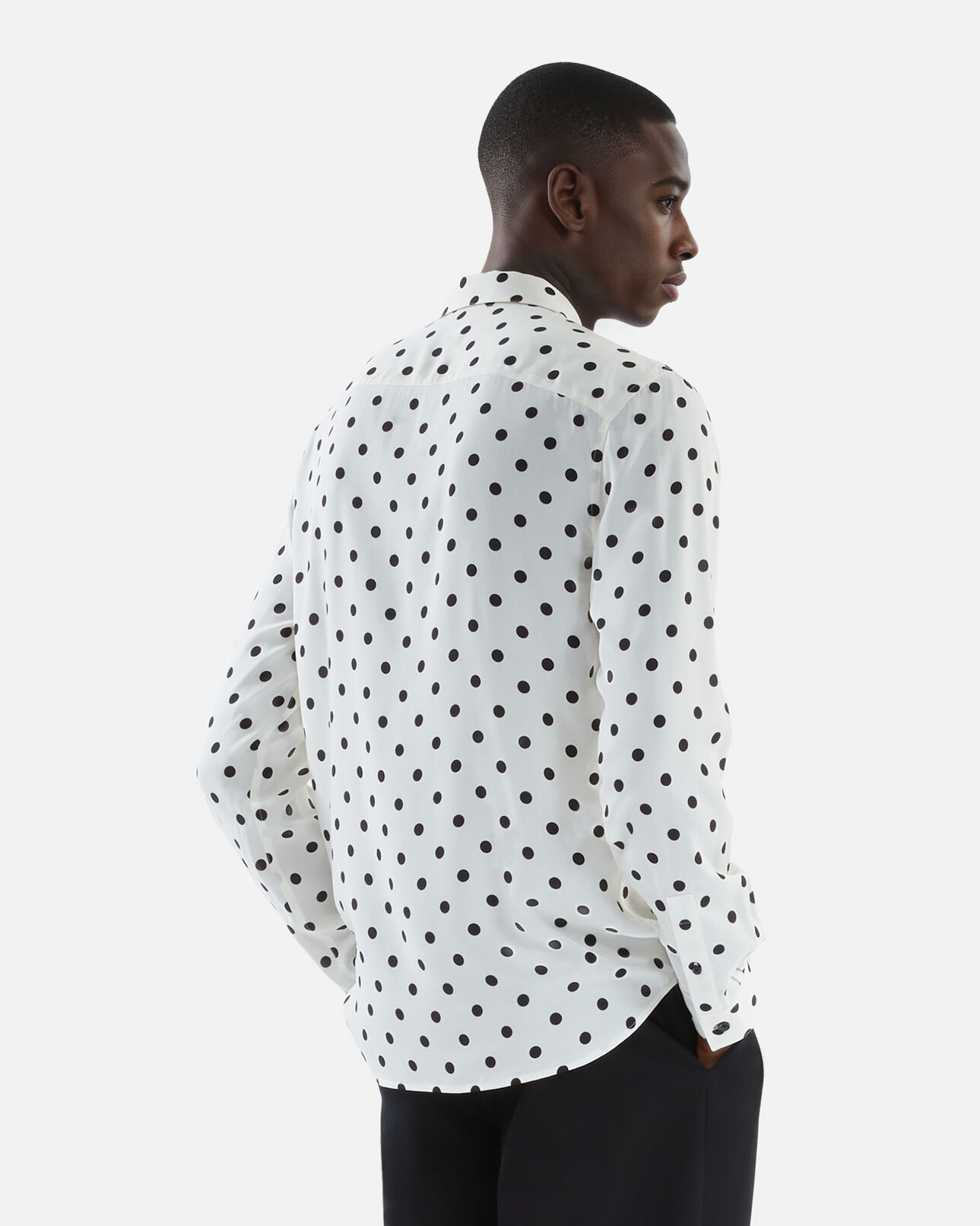 The Kooples HOMME WHITE / BLACK chemise imprimée à pois blanche