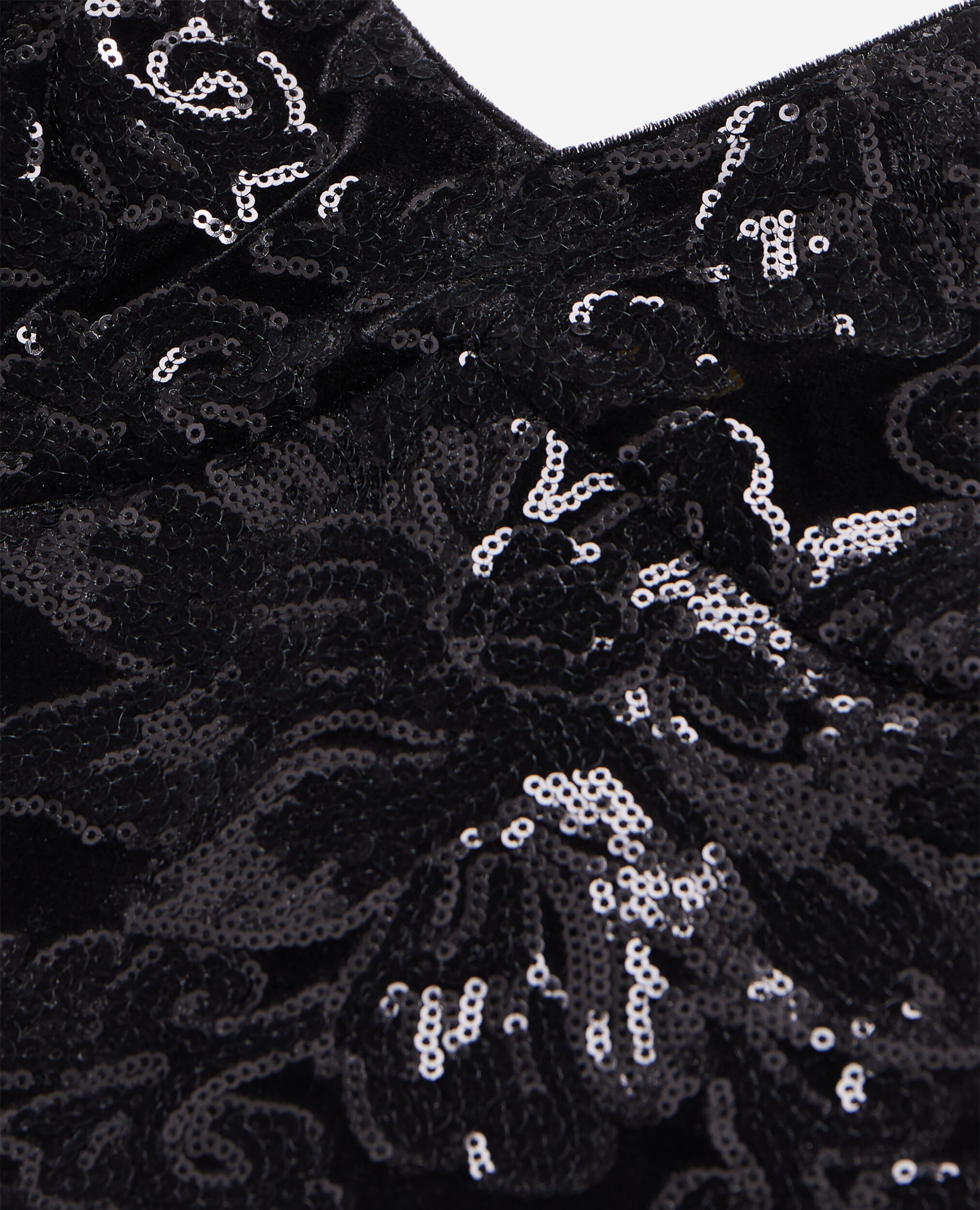 Black velvet cropped top with sequins, BLACK, hi-res image number null
