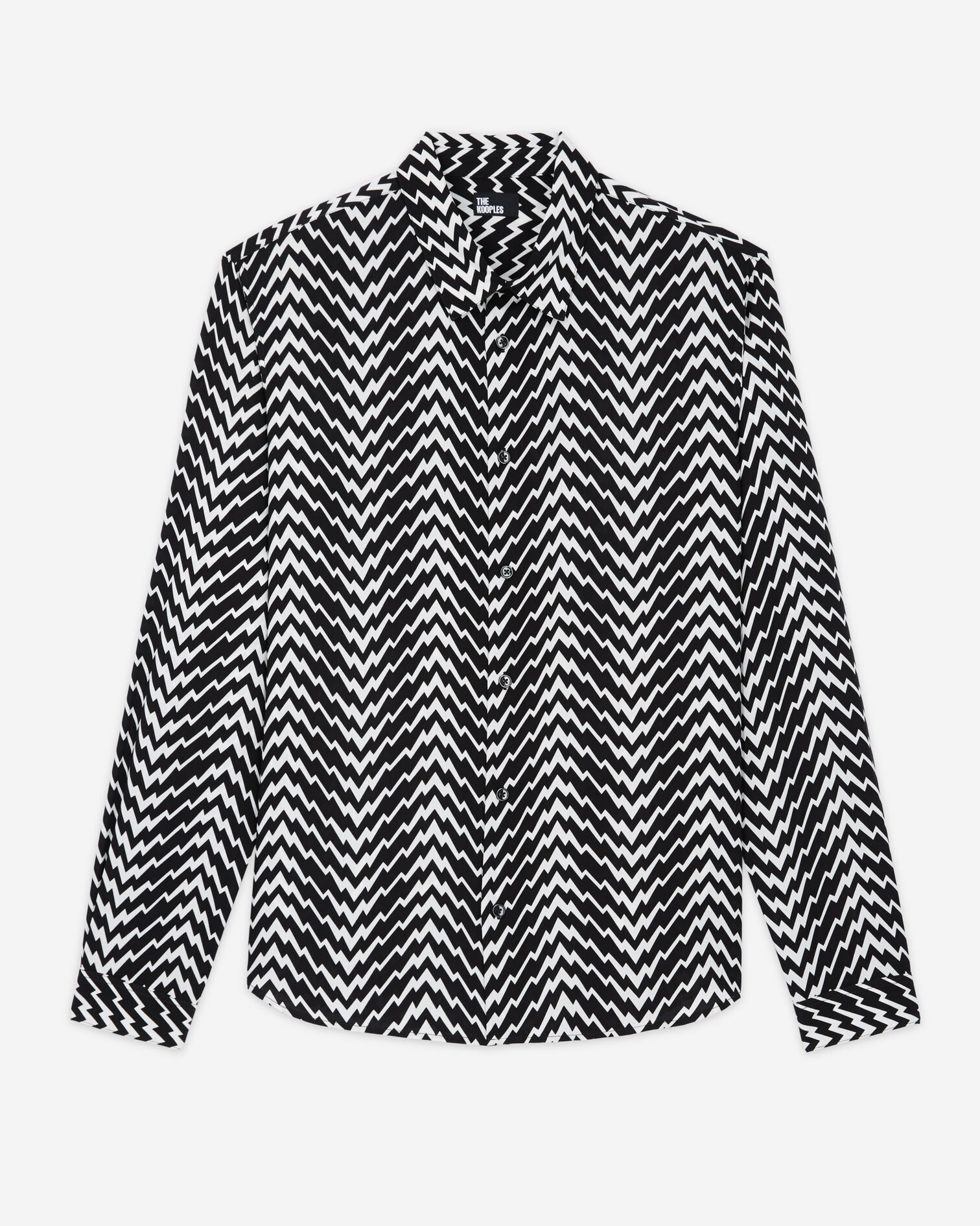 Printed classic-collar shirt, BLACK WHITE, hi-res image number null