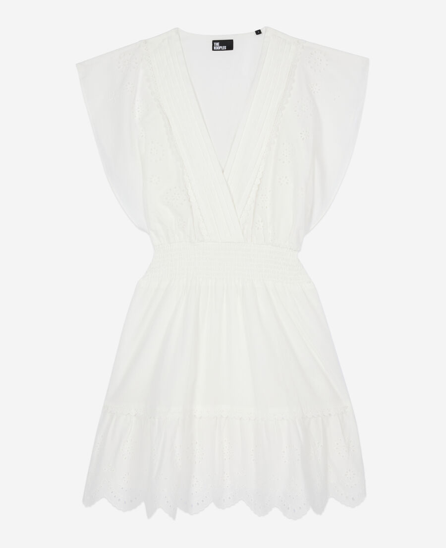 The Kooples WOMEN WHITE short white dress in english embroidery