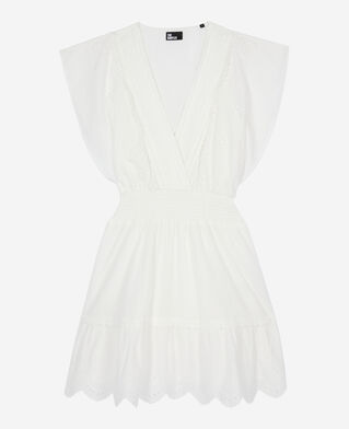 The Kooples WOMEN WHITE short white dress in english embroidery