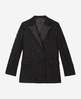 The Kooples F BLACK black lace suit jacket