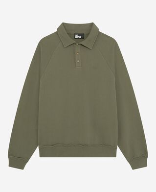 The Kooples HOMME KAKI sweatshirt col polo kaki