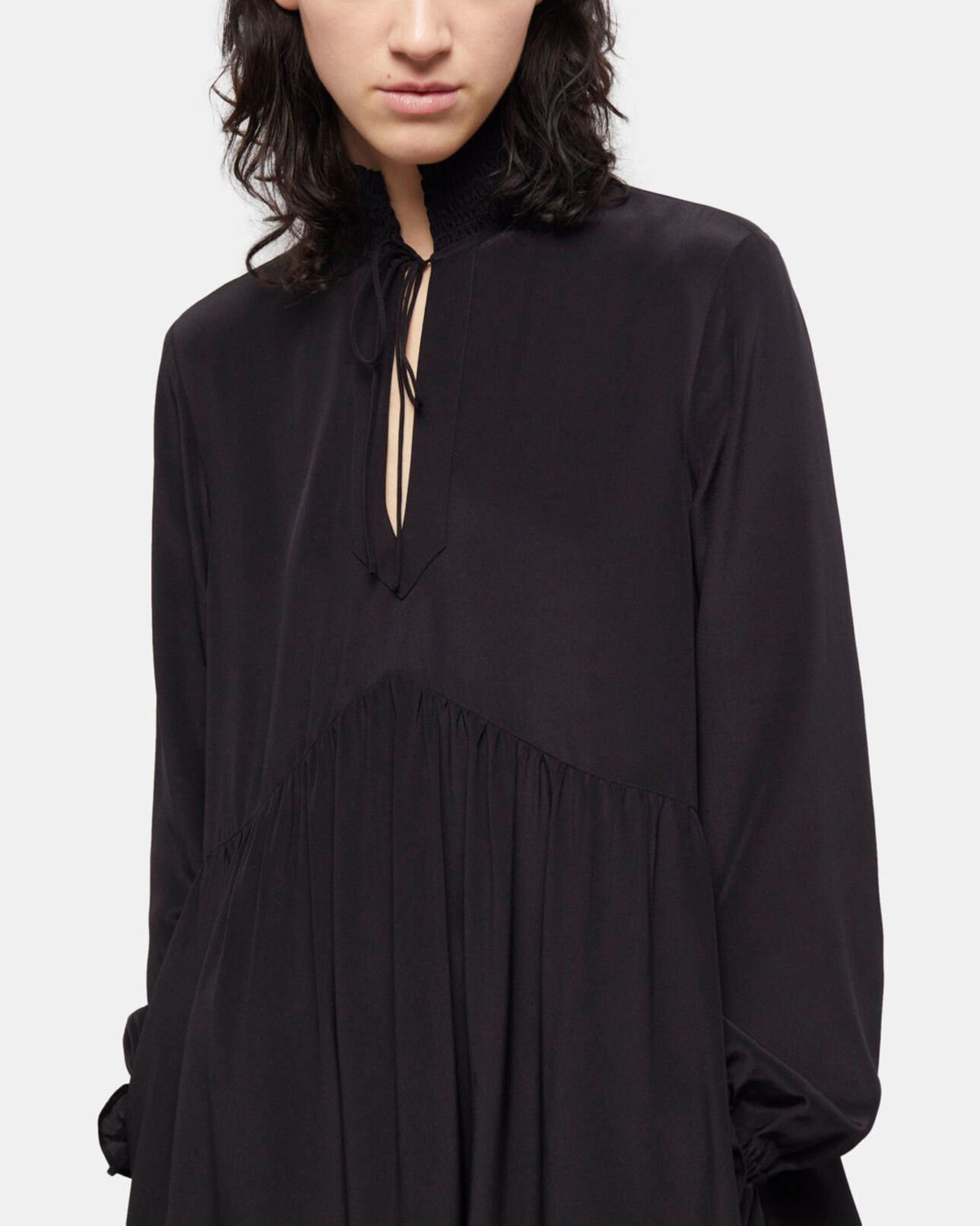 The Kooples DAMEN BLACK langes, schwarzes kleid aus seide