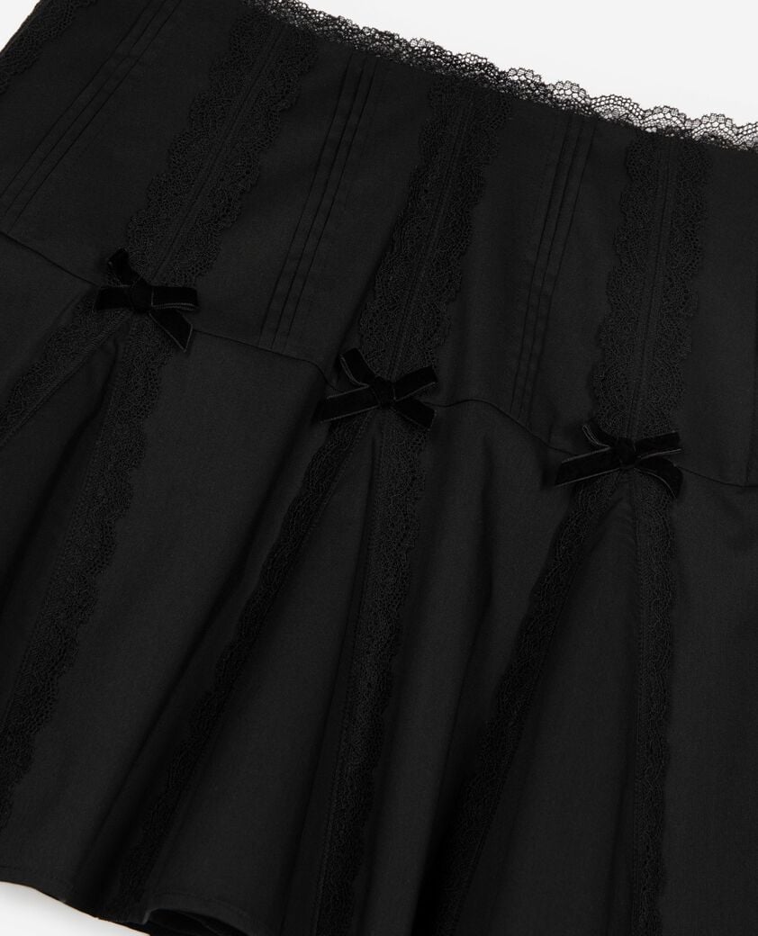 The Kooples FEMME BLACK jupe courte détails nœuds noire