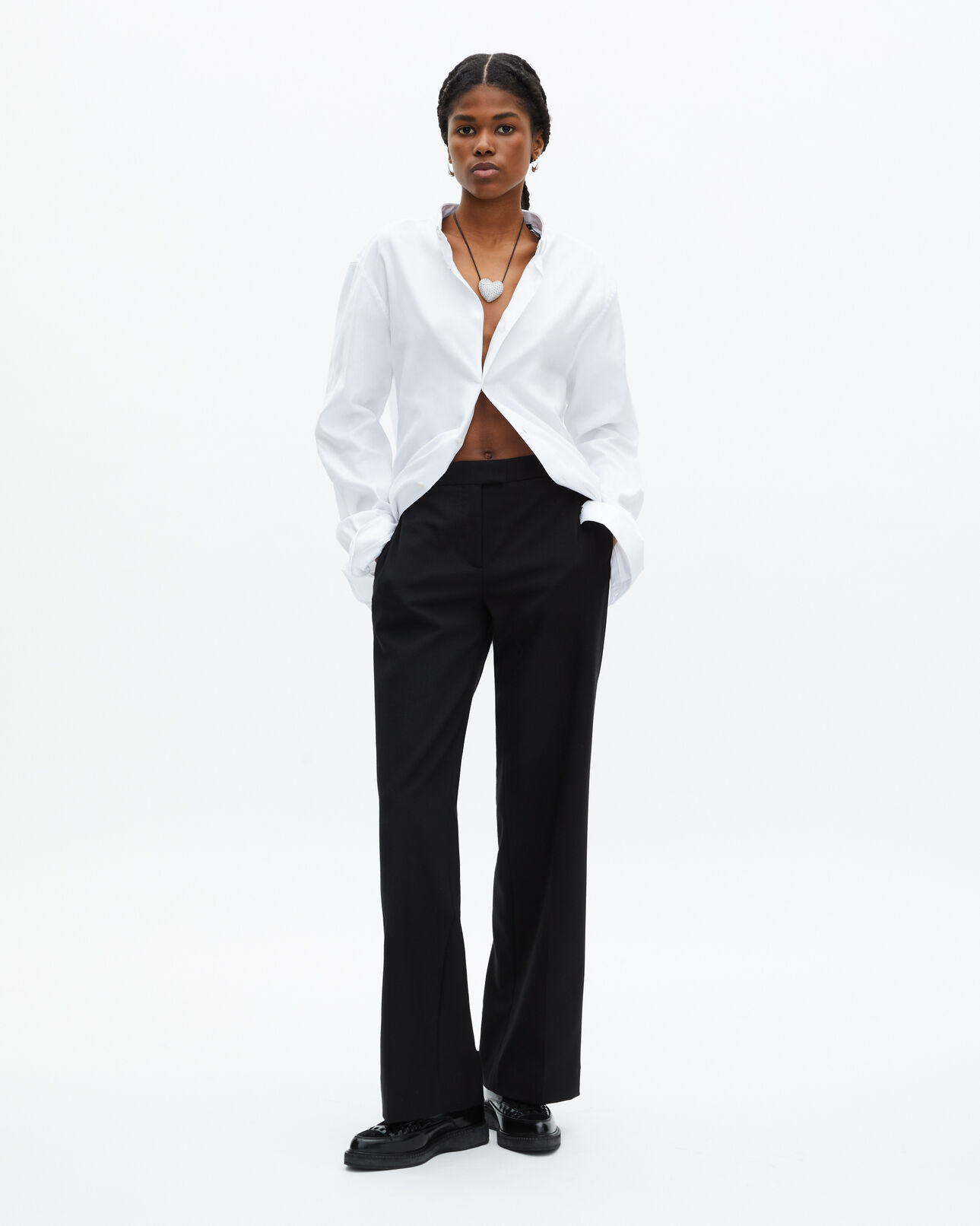 The Kooples WOMEN BLACK black wide-leg tuxedo pants