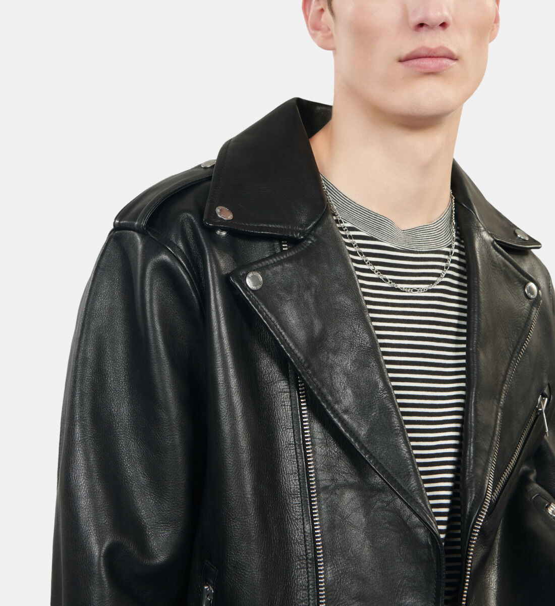 Black leather biker jacket | The Kooples