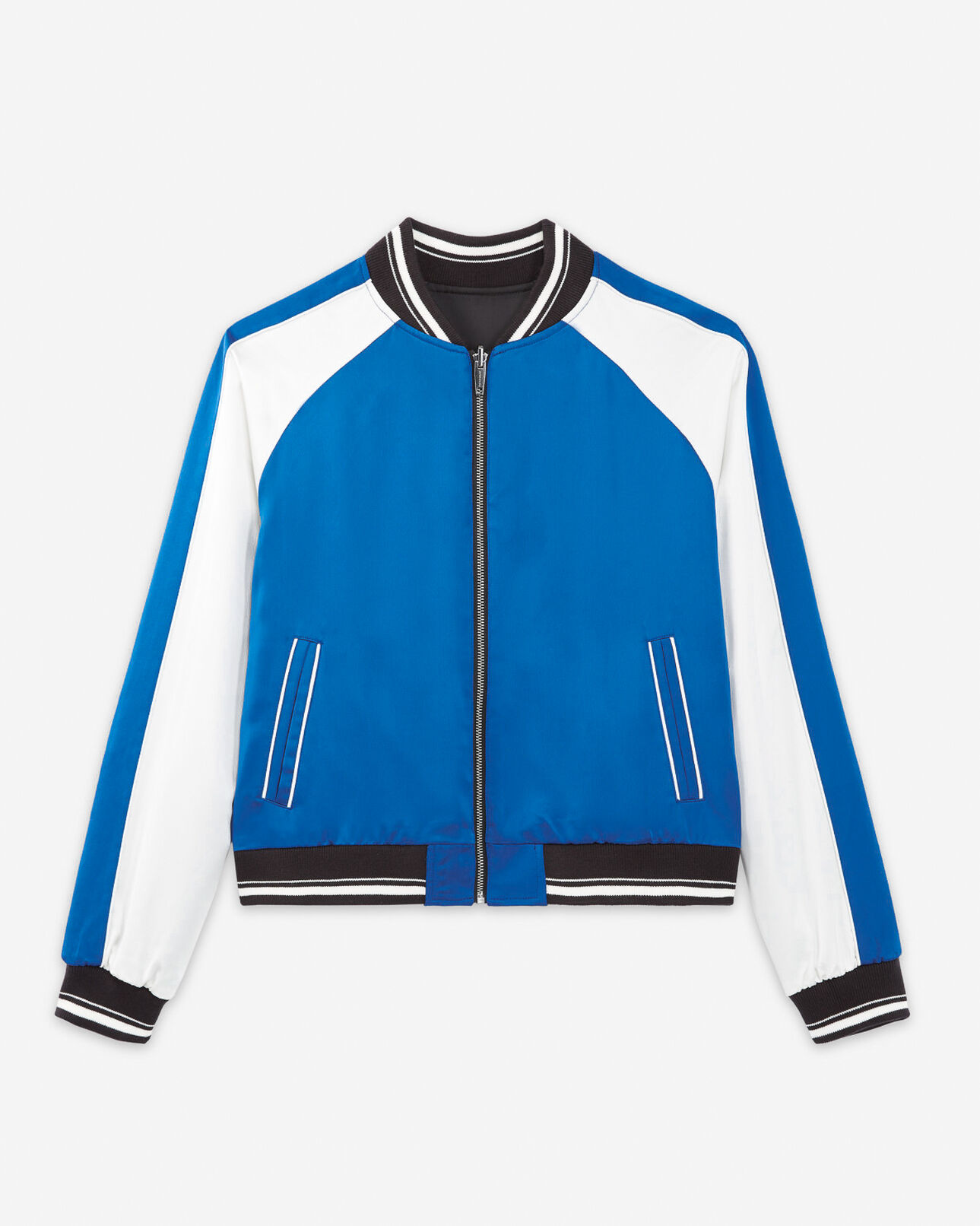 The Kooples FEMME BLACK blouson satin noir réversible zippé