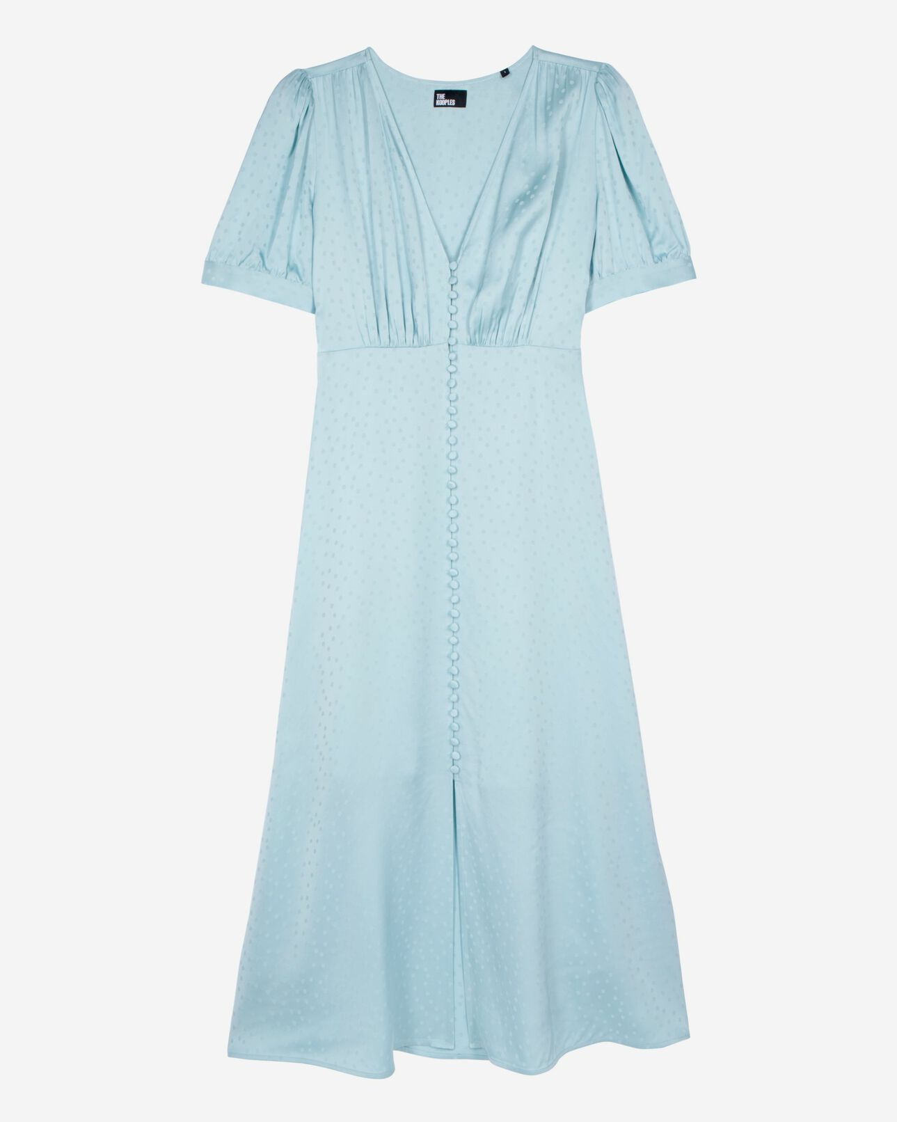 The Kooples FEMME BABY BLUE robe longue à pois en jacquard bleue
