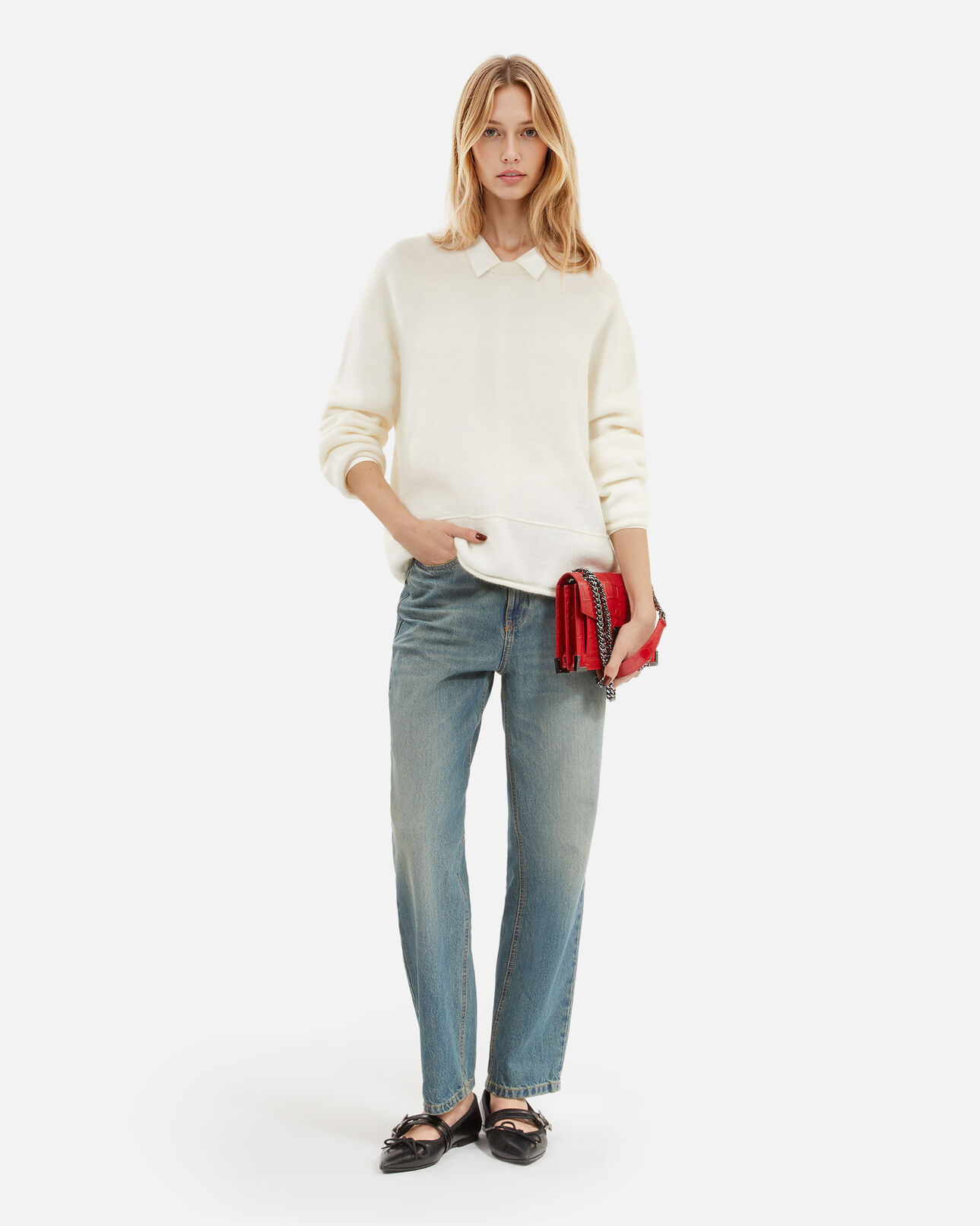 The Kooples MUJER ECRU jersey blanco de lana y mohair