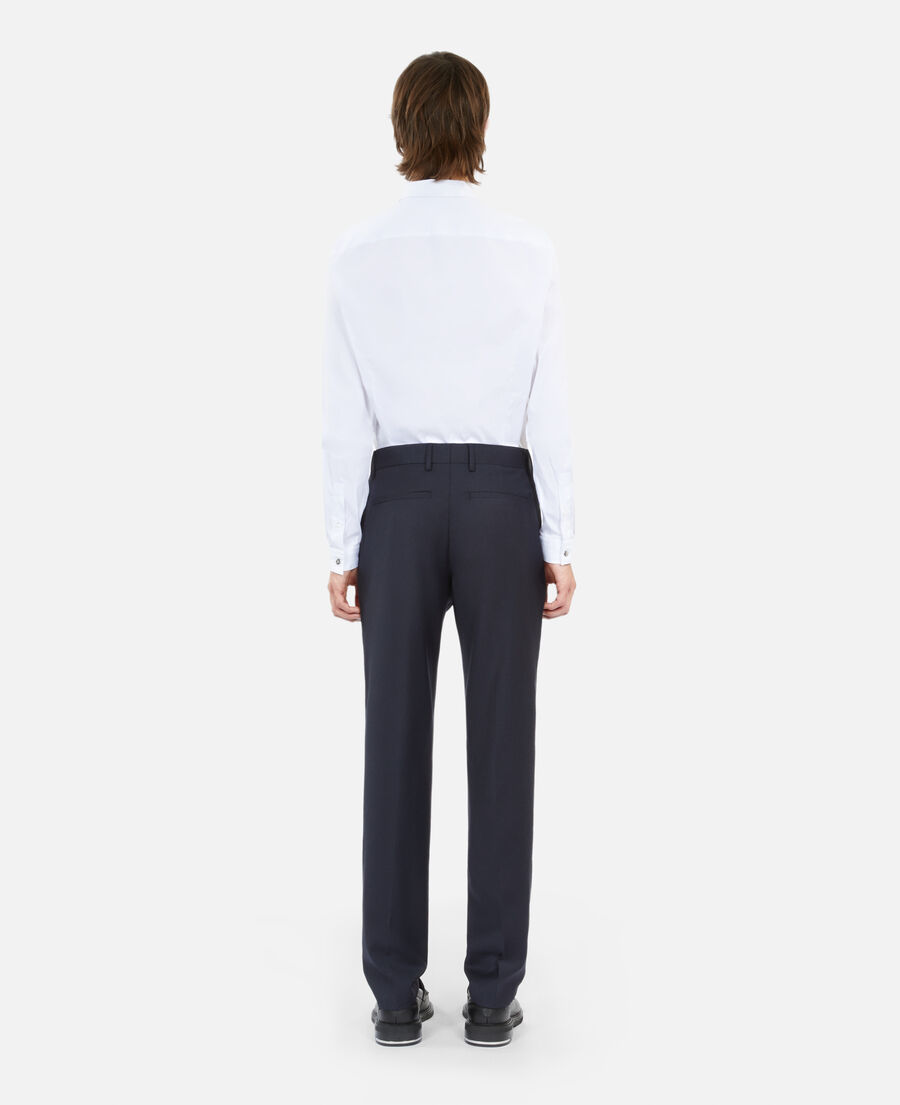 pantalon de costume en laine bleu marine