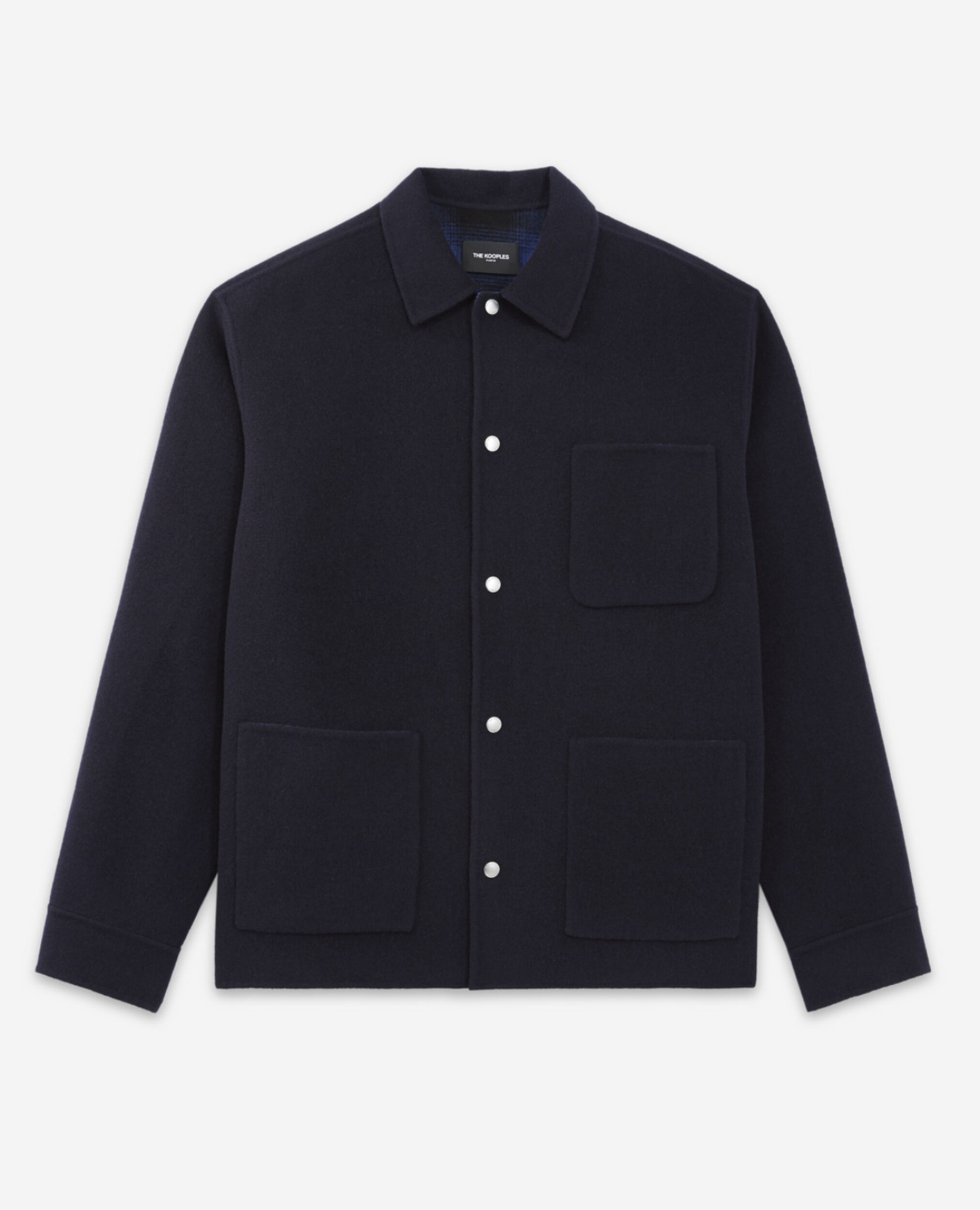 Navy blue wool jacket with chest pockets, NAVY, hi-res image number null
