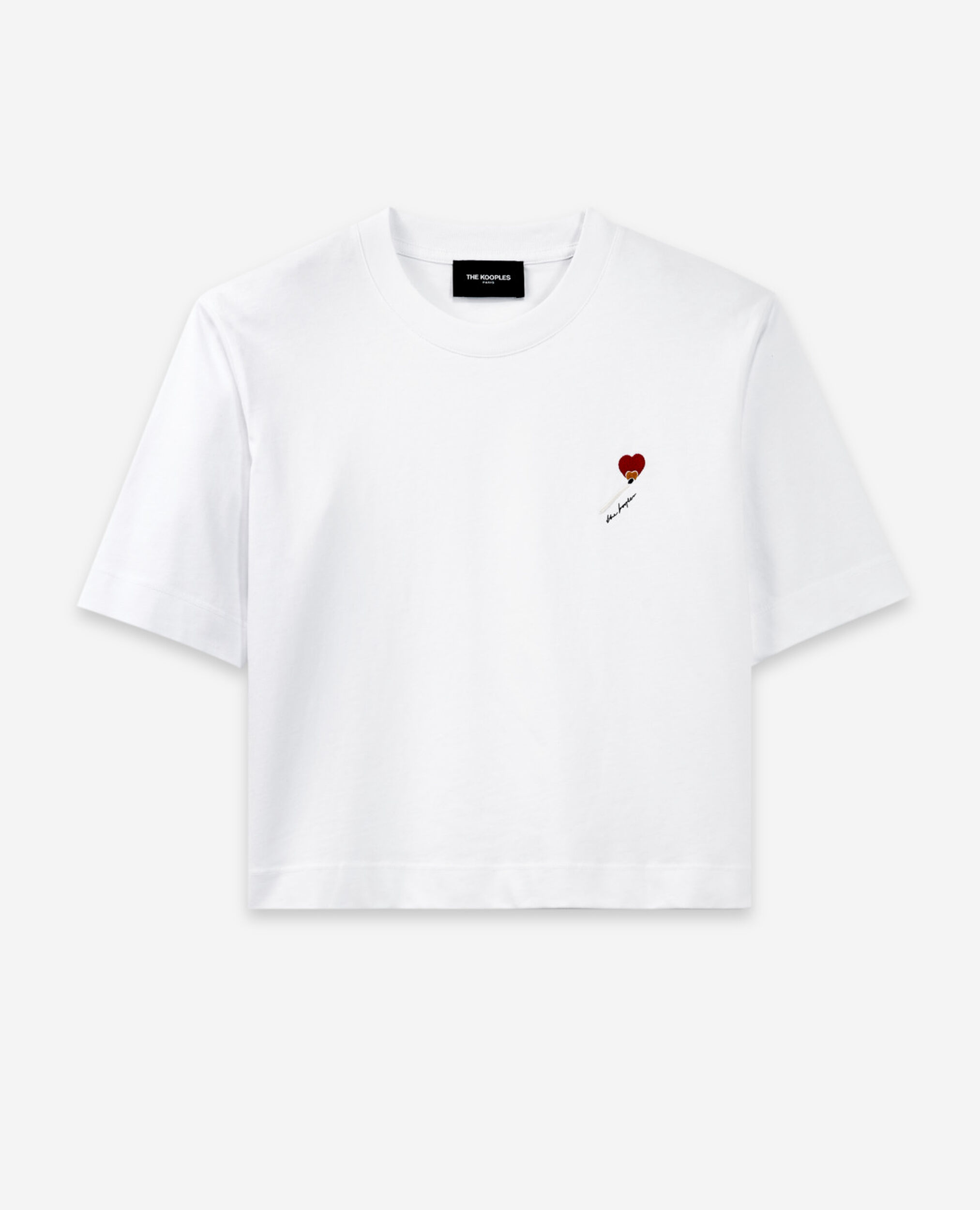 Camiseta blanca algodón bordada cerilla, WHITE, hi-res image number null