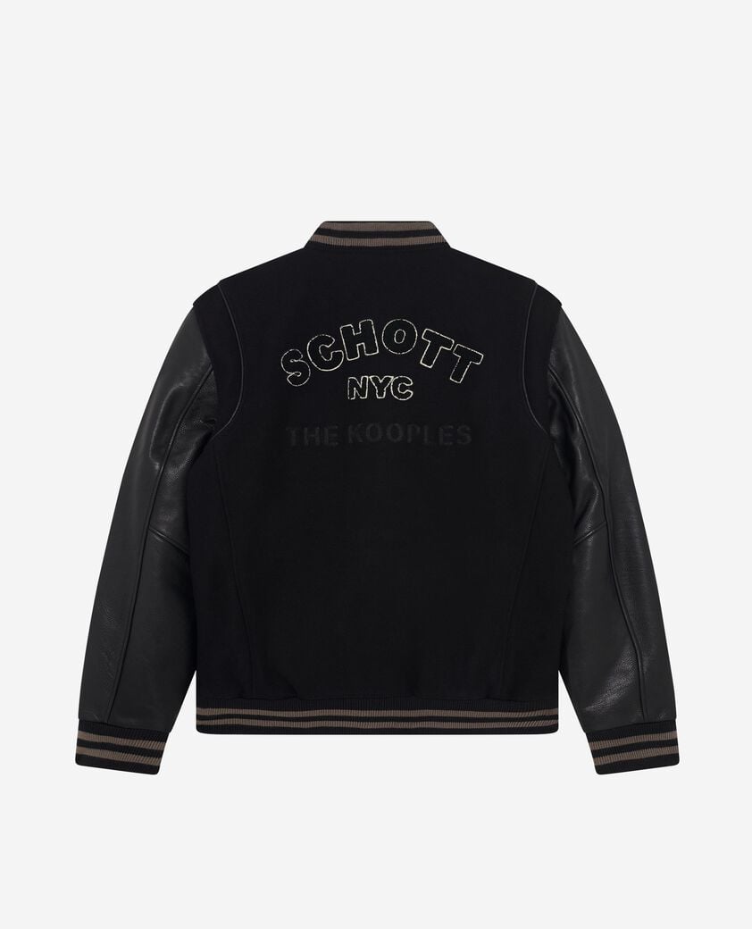 The Kooples MEN BLACK black leather varsity jacket the kooples x schott nyc
