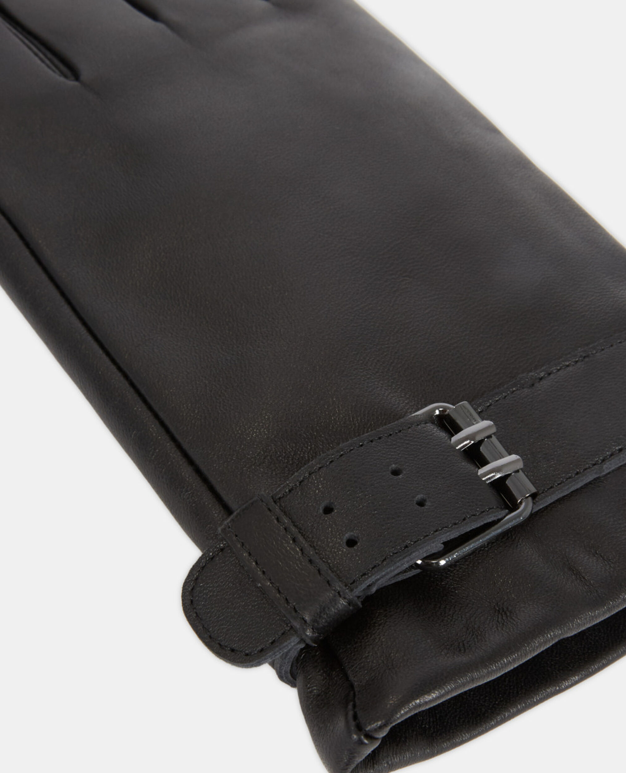 Black leather gloves, BLACK, hi-res image number null