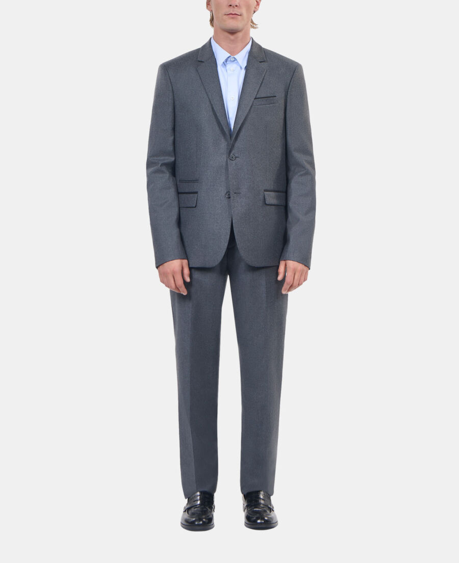 The Kooples HOMME LIGHT GREY MEL/WHITE veste de costume en flanelle grise